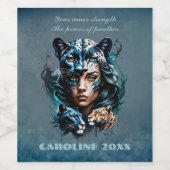 Prachtige hybride van een vrouw en een panter wijn etiket (Enkel label)