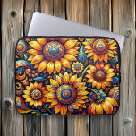 Prachtige hyperrealistische zonnebloemkunst laptop sleeve<br><div class="desc">Mooie steampunk zonnebloem tuimelaar. Hyper realistische ai art toont geel en blauw zonnebloemen op een abstracte manier.</div>