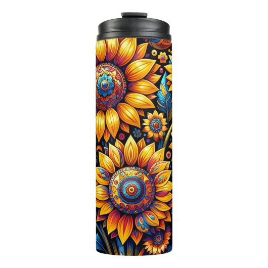 Prachtige hyperrealistische zonnebloemkunst thermosbeker (Voorkant)