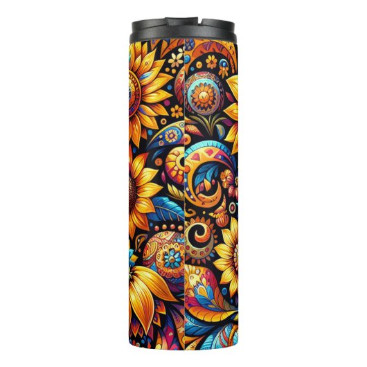 Prachtige hyperrealistische zonnebloemkunst thermosbeker (Achterkant)