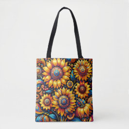 Prachtige hyperrealistische zonnebloemkunst tote bag