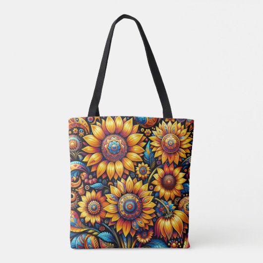 Prachtige hyperrealistische zonnebloemkunst tote bag (Achterkant)