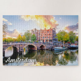 Prachtige iconische stad Amsterdam, Nederland Legpuzzel