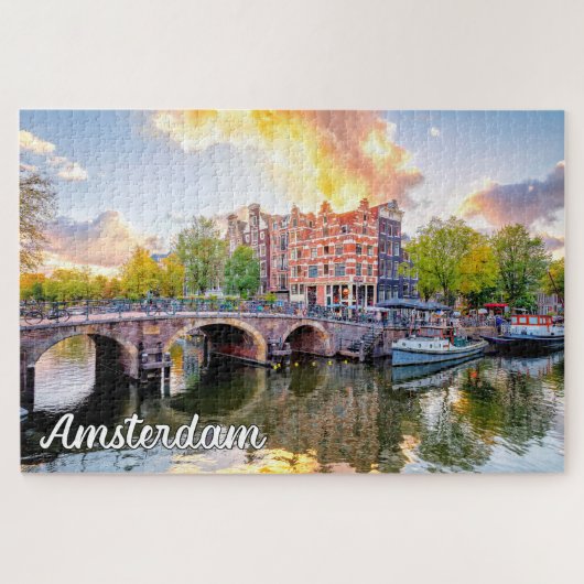 Prachtige iconische stad Amsterdam, Nederland Legpuzzel (Horizontaal)