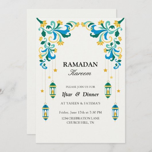prachtige iftar-uitnodiging kaart (Voorkant / Achterkant)
