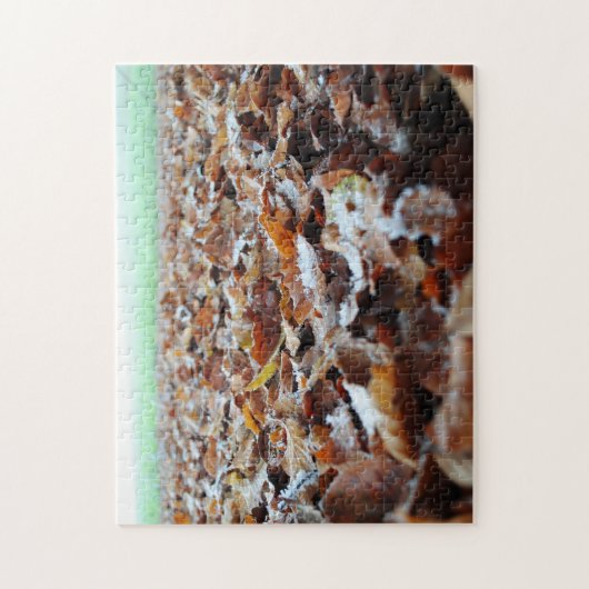 Prachtige ijzige herfst herfst laat bos lopen legpuzzel (Verticaal)