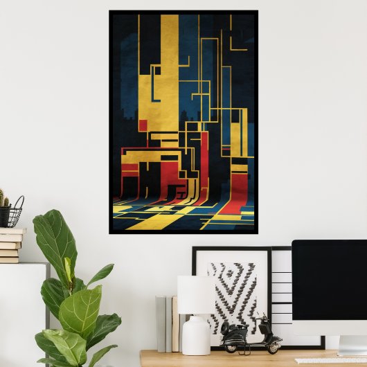 Prachtige illustratie met levendige kleuren poster (Thuiskantoor)