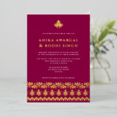 Prachtige Indian Border Wedding REAL Folie Uitnodiging (Staand Voorkant)