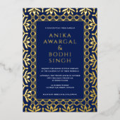 Prachtige  Indiase Lijst Wedding REAL Folie Uitnodiging (Voorkant)