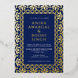 Prachtige  Indiase Lijst Wedding REAL Folie Uitnodiging