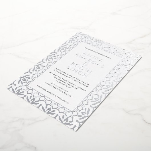 Prachtige  Indiase Lijst Wedding REAL Folie Uitnodiging (Gedraaid)