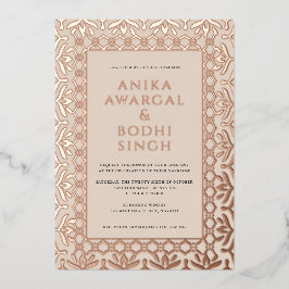 Prachtige  Indiase Lijst Wedding REAL Folie Uitnodiging