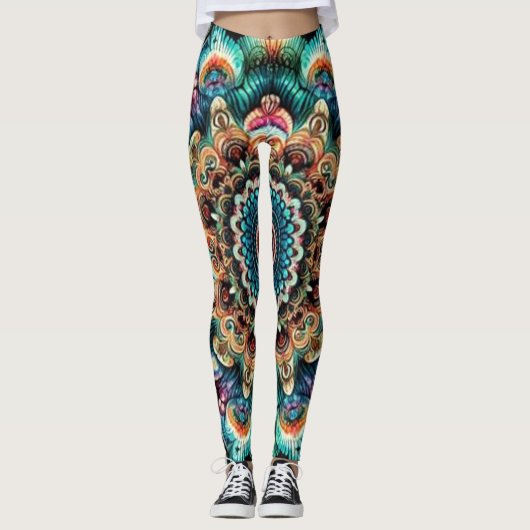 Prachtige ingerichte psychedelische cirkels Leggin Leggings (Voorkant)