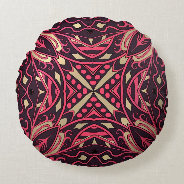 Prachtige, ingewikkelde marokkaanse versiering. rond kussen (Voorkant)