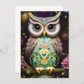Prachtige ingewikkelde winter lente Uil gemaakt va Notitiekaartje (Voorkant / Achterkant)