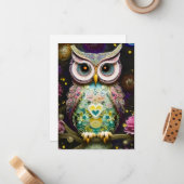 Prachtige ingewikkelde winter lente Uil gemaakt va Notitiekaartje (Voorkant / Achterkant in situ)