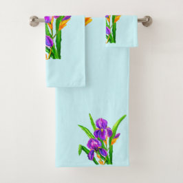 Prachtige, iris Flowers Bath-handdoekset - Uw kleu Bad Handdoek