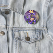 Prachtige Iris-ventilator - Waterverf schilderen Ronde Button 5,7 Cm (In situ)