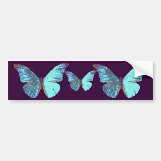 Prachtige iriserende blauwe vlinder bumpersticker (Voorkant)