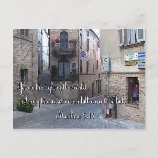 Prachtige Italiaanse Dorpsstraat met Schrift Briefkaart (Voorkant)