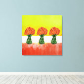 Prachtige Italiaanse Ranunculus Floral-Waterverf Canvas Afdruk (Insitu (Houten vloer))