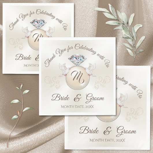 Prachtige ivoren custom bedrukte bruiloft servette servet