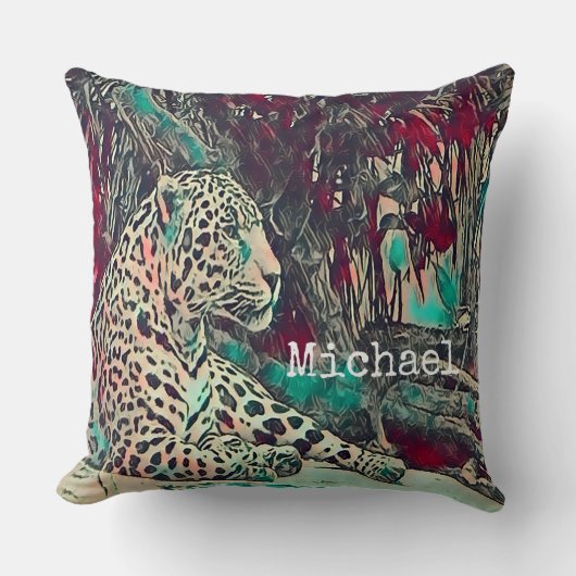 Prachtige Jaguar gepersonaliseerd Kussen (Voorkant)