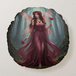 Prachtige januari Granaat Fairy Rond Kussen