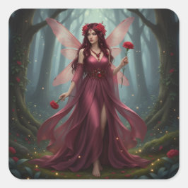 Prachtige januari Granaat Fairy Vierkante Sticker
