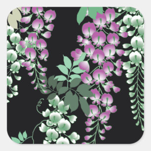 Prachtige  Japanse Floral van Wisteria Vierkante Sticker