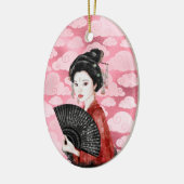 Prachtige Japanse Geisha en Cloud Kerstmis Keramisch Ornament (Links)