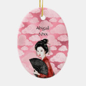 Prachtige Japanse Geisha en Cloud Kerstmis Keramisch Ornament (Achterkant)