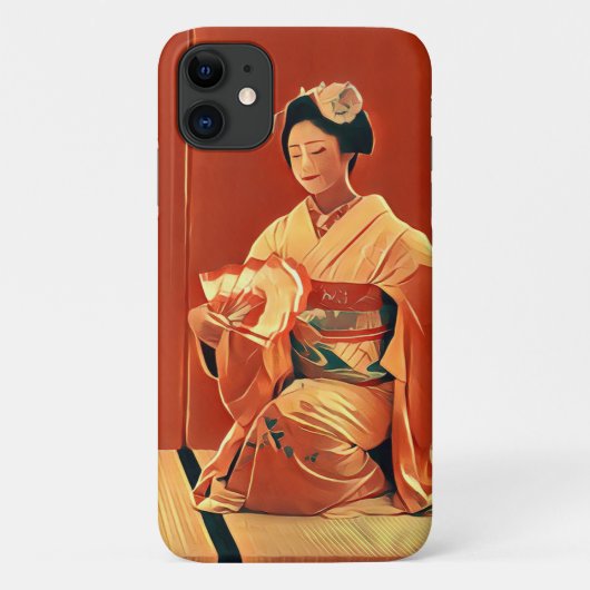 Prachtige Japanse  Geisha in Kimono Red Case-Mate iPhone Case (Achterkant)