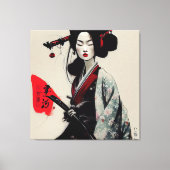 Prachtige Japanse Geisha Stretched Canvas afdrukke (Voorkant)