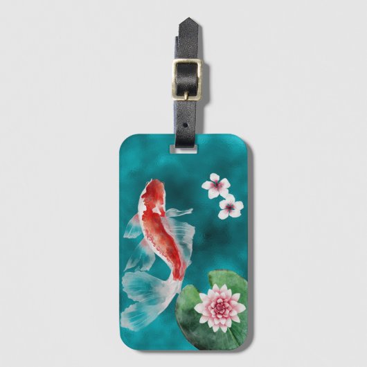 Prachtige Japanse Koi Fish, Cherry Blossom Japan Bagagelabel (Voorkant (verticaal))