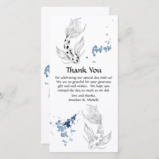 Prachtige Japanse Koi Fish Swimming Weddenschap Bedankkaart (Voorkant / Achterkant)