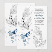 Prachtige Japanse Koi Fish Swimming Weddenschap Kaart (Voorkant / Achterkant)