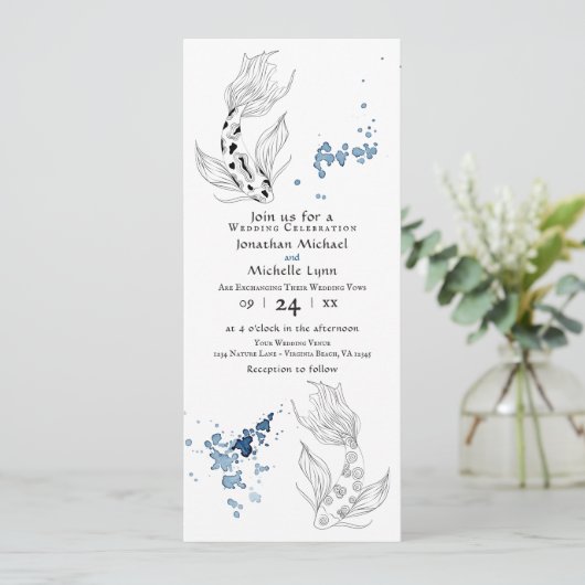 Prachtige Japanse Koi Fish Swimming Weddenschap Kaart (Staand voorkant)