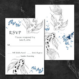 Prachtige Japanse Koi Fish Swimming Weddenschap RSVP Kaartje