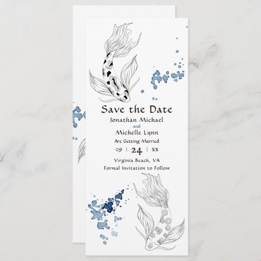 Prachtige Japanse Koi Fish Swimming Weddenschap Save The Date (Voorkant / Achterkant)