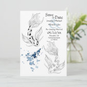 Prachtige Japanse Koi Fish Swimming Weddenschap Save The Date (Staand voorkant)