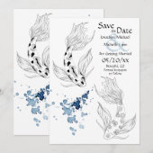 Prachtige Japanse Koi Fish Swimming Weddenschap Save The Date (Voorkant / Achterkant)