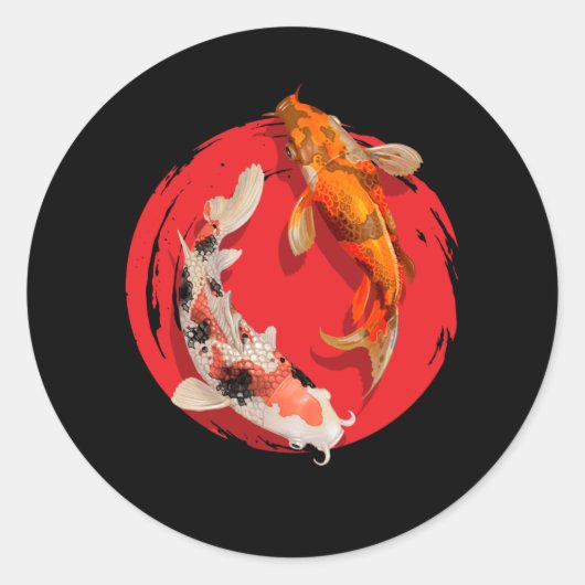 Prachtige Japanse Koi Fishes Ronde Sticker (Voorkant)