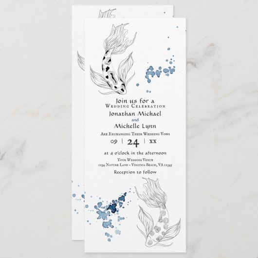 Prachtige Japanse koi vis in één bruiloft Kaart (Voorkant / Achterkant)