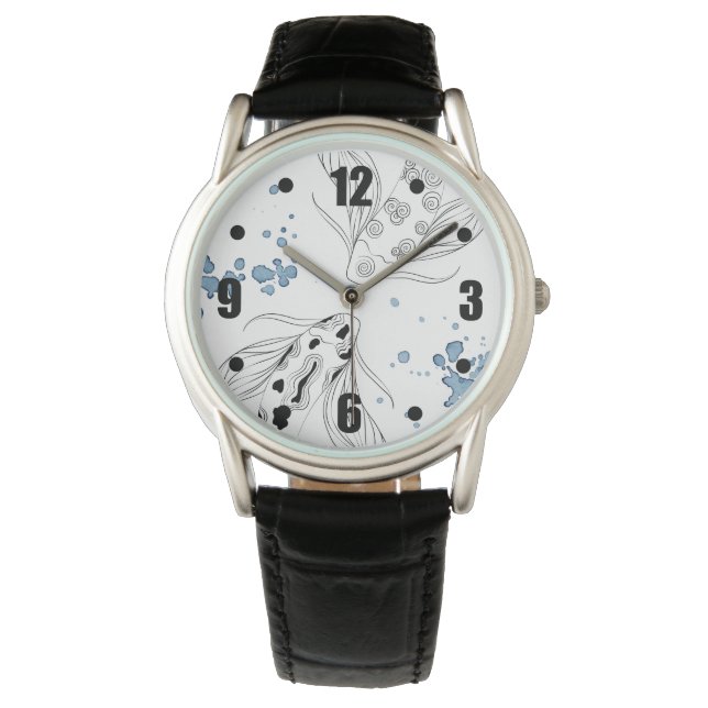 Prachtige Japanse Koi-viszwemmen Horloge (Voorkant)