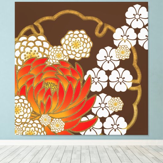 Prachtige japanse kunst canvas afdruk (Insitu (Houten vloer))