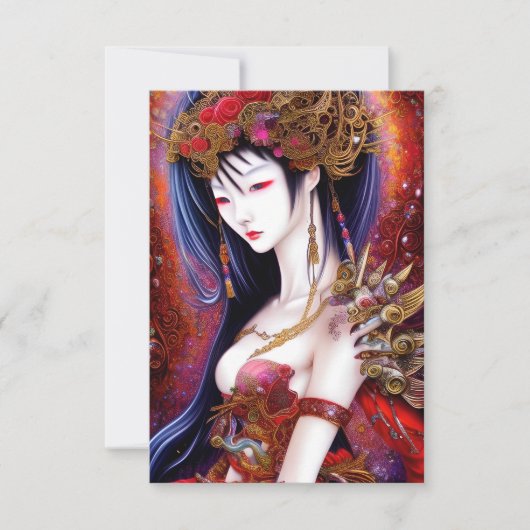 Prachtige Japanse meisjes Gothic Fantasy Triptych Bedankkaart (Voorkant)