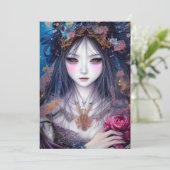 Prachtige Japanse meisjes Gothic Fantasy Triptych Kaart (Staand voorkant)