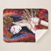 Prachtige Japanse meisjes Gothic Fantasy Triptych Sherpa Deken (Voorkant (horizontaal))