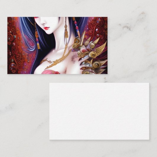 Prachtige Japanse meisjes Gothic Fantasy Triptych Visitekaartje (Voorkant / Achterkant)